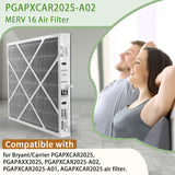 PGAPXCAR2025-A02 MERV16 Air Filter for Bryant/Carrier Air Purifier Cartridge, 20x25x3in Air Filter for Bryant/Carrier PGAPXCAR2025, AGAPXCAR2025, PGAPAXX2025, PGAPXCAR2025-A01, Tin Foil Sheet, 2 Pack