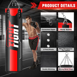 Hanging Punching Bag for Adults, 4ft PU Leather Heavy Boxing Bag Set, Hanging Bag Boxing Equipment for MMA Karate Kickboxing Boxing Home Gym YORWHIN