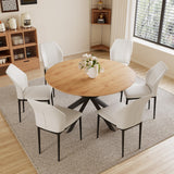 Extendable Round Dining Table Set, Kitchen Table for 4-6 Person with Scratch-Resistant Thickened MDF Board