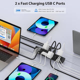 Jgstkcity Desk Clamp Power Strip 40W USB C,8 Outlets,8 USB,6FT,Black