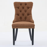 MOOLSUN Fabric Dining Chairs Set of 6, High Back Side Chairs, Modern Padded High-End Tufted Upholstered Chairs with Button-Tufted Back & Rear Pull Tabs, Solid Wood Legs F-Coffee(Solid Wood Legs)