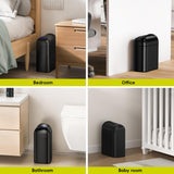 EKO Astro Slim Sensor Trash Can, 10L / 2.6 Gallon Touchless Garbage Bin with Soft-Close Retractable Wing Lid, Motion Sensor Stainless Steel Trash Can for Bathroom and Office, Waterproof, Black