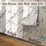 Qorqeous Brown Carrara Marble Peel and Stick Wallpaper, Glossy Texture Vinyl Wall Panels, Waterproof Renter Friendly, 47.2" x 394", TV Accent Wall, Bathroom, Foyer, Coffee Shop Decor