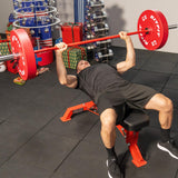 RitFit Elite 6.6ft Olympic Barbell, Robust 33lb Barbell for Weightlifting and Powerlifting, Superior Olympic Bar with Exceptional 900lbs Load Capacity, Weight Bar for 2” Standard Plates Sliver/Red