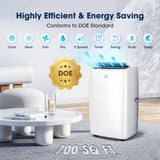 2026 Upgraded Portable Air Conditioners 14000 BTU, Smart Portable AC Unit with App & Remote Control, 4-in-1 Cooling, Heating, Dehumidifier, Fan for Rooms up to 700 sq.ft, 24H Timer, 2 Speed