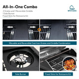 MFSTUDIO 4 Burner Gas BBQ Grill Griddle Combo w/Side Burner, Black