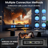 HIXICOPA 2.1 Channel Sound Bar with Wired Subwoofer, Dorby Audio 35in Detachable TV Soundbar, Bluetooth, HDMI-ARC, Optical, AUX, USB, FM, Coaxial Inputs for Home Theater