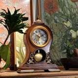 HEINBOW Table Clock 15''H Mantel Clock with Pendulum Roman Numeral Antique Desk Clock for Bedroom Living Room Indoor for Home Decor