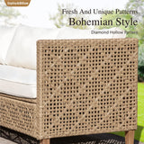 Sophia & William Rattan Patio Sectional Furniture Set with Coffee Table
