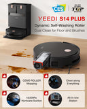 Yeedi S14 Plus Robot Vacuum and Mop, 18,000Pa Suction, OZMO Roller Mopping, ZeroTangle 2.0, TruEdge 3D Sensor, All-in-One Station with Auto Hot Water Washing & Self-Drying, Black