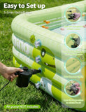 120" Large Inflatable Pool with Removable Canopy, 4-Layer Blow Up Pool (Stronger Than 3-Layer), 0.32mm Heavy Duty PVC, Family Durable Swimming Pool for Adults Kids Pets Backyard Summer Green