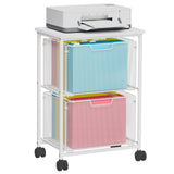 Sbanmao Letter/Legal Rolling File Cabinet, Rolling File Cart with 2 Drawers Filing Cabinet for Home Office, Hanging File Folders Organize, White