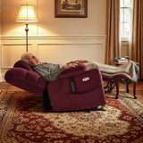 MCombo Triple Motor Lay Flat Power Lift Recliner Chair for Tall Elderly, Infinite Position, Massage, Dual Heating, Adjustable Headrest, Fabric 7634 (Burgundy, Large)