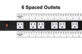 Opentron OT16063 Heavy Duty Metal Surge Protector Power Strip with Mounting Parts 6 White Outlets 3 Feet Power Cord