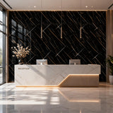 Qorqeous Black Amber Marble Peel and Stick Wallpaper, Glossy Texture Vinyl Wall Panels, Waterproof Renter Friendly, 23.6" x 118", TV Accent Wall, Bathroom, Foyer, Coffee Shop Decor