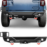 OEDRO Rear Bumper w/ 2 LED Lights Fits for 18-26 Jeep Wrangler JL 4Dr/ 2Dr