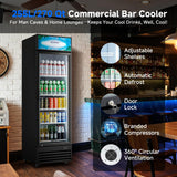 BODEGACOOLER 255L/270 Qt Commercial Beverage Refrigerator | Glass Door Merchandiser Fridge with LED Light, 32°F-50°F Temp, Energy-Saving