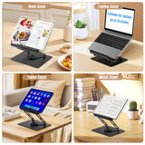 HAUTOCO Acrylic Book Stand, Adjustable Book Holder with 360° Rotating Base
