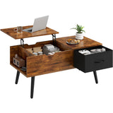 Yaheetech Coffee Table with Storage,39.5'' Lift Top Coffee Table,Hidden Storage Compartment,Foldable Drawer,Lift Tabletop Dining Center Table for Home Living Room Office,Rustic Brown