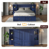 AMERLIFE Full Size Murphy Bed with Bedside Tables & Charging Station