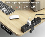 CCCEI Standing Desk Clamp Power Strip with 15 Outlets, Widely Spaced Desktop Edge Mount Surge Protector Outlet, Fast Charging USB-A and USB-C Ports, 15 FT Flat Plug, Black Fit 1.6 inch Table top.