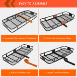 Hitch Mount Cargo Carrier Rack Basket 60"*25"*6"+Waterproof Bag 25 Cu.Ft.