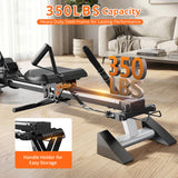 pooboo Rowing Machines for Home, Magnetic Rowing Machine with Adjustable Resistance, Folding Rower Machine of Quiet, 350lbs Weight Capacity, Comfortable Seat Cushion,LCD Monitor, App Support