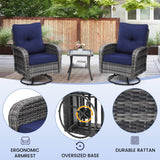 wildformers Luxury Outdoor Swivel Wicker Glider Patio Chairs with Table Set