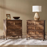 HULALA HOME 3-Drawer Nightstand with Charging Station, Drawer Organizer with Wood Legs, Farmhouse Solid Wood Nightstand Set of 2(Walnut)