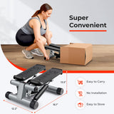 Sunny Health & Fitness Mini Steppers for Exercise at Home, Stair Step Workout Machine with Resistance Bands, Full Body Cardio Equipment with Digital Monitor - No. 012 -S Sunny Health & Fitness