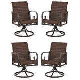 MELLCOM Patio Wicker Swivel Chair Set of 4, Heavy Duty Outdoor Dining Chair with 23.5'' High Back, Extra-Large Water-Fall Seat, Rattan Porch Seating Gentle Rocker for Outside, Backyard, Garden
