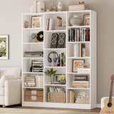 Triple Wide Bookshelf, 6 Tier Large Bookshelf, Bookcase with 17 Open Display Shelves