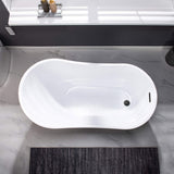 WOODBRIDGE 54" Acrylic Freestanding Bathtub Contemporary Soaking White Tub with Matte Black Overflow and Drain,B0006-MB