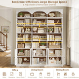 FACBOTALL 78" Tall Bookshelf, 5 Tier Large White Arched Bookcase with Door