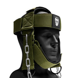 Gymreapers Neck Harness Weight Lifting - Neck Trainer Workout Equipment - Heavy Duty Stainless Steel Chain, Adjustable Neoprene Head Strap, Exercise Equipment for Strength & Pain Relief
