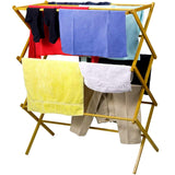 HOME IT Wooden Clothes Drying Rack for Laundry - Collapsible Folding Bamboo Laundry Drying Rack for Drying Clothes - Heavy Duty Pre Assembled