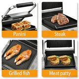 CTJ Commercial Panini Press with Grooved Grill Sandwich Maker 2200W 14"x11" Plates Sandwich Press with 122°F to 572°F Temp Control for Hamburger Steak Bacon in Home Kitchen