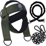 Neck Harness for Increases Neck Core Strength - Neck Exerciser with 30" Heavy Duty Steel Chain for Safely Lifting Weights Up to 280 lbs Green