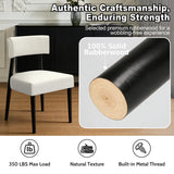 BONBEUR Wooden Dining Chairs Set of 6, Upholstered Kitchen Chairs with Solid Rubberwood Legs, Modern Farmhouse Dining Room Chairs, Cream White Linen Fabric & Black Legs