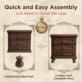 LUXOAK Fully Assembled Solid Wood Nightstand Set of 2 with Storage Drawers