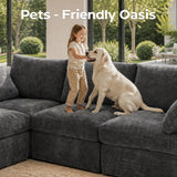 ReeQuo 150" Oversized Sleeper Sofa Cloud Couch Modular Sectional Sofa
