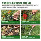 Garden Tool Set, 9-Piece Heavy-Duty Gardening Tool Set with Stylish Tool Bag, Multiple Storage Pockets