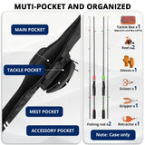 PEKREWS Fishing Rod Case, Fits 2 Set of 7ft Spinning Rod Reel Combo, Extendable 52inch Fishing Pole Bag (3.9ft-4.4ft) with Tackle Pockets, Padded Rod Bag with Strap Handle, Pole Travel Case For Angler