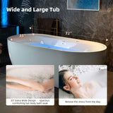 WOODBRIDGE 72" x 35-3/8" Whirlpool and Air Bath Heated Soaking Combination Tub with Adjustable Speed Air Blower and Display Control Panel, White,BJ-500