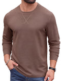 Askdeer Men's Waffle Long Sleeve T-Shirt Casual Lightweight Pullover Tees
