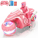 iappadore RC Motorcycle Toy with RGB Wheels Light, 360° Rotation High Speed Remote Control Dirt Bike with Rider, 2.4Ghz Off-Road Kids' Play Motorcycles for Girls Boys Age 5-12