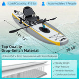 Danrelax Inflatable Kayak with Pedal System, 12ft Premium PVC Fishing Kayak, Portable & Lightweight with Rudder System, Aluminum Seat, and Accessories Included, Grey & Yellow(HIN Included)