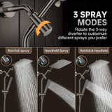 Veken All Metal 10" Oil Rubbed Bronze Shower Head with Handheld, Luxurious Square Double Rain Shower Heads with Power-wash Hand Held, Dual High Pressure Detachable Rainfall Showerhead,Bathroom Upgrade