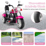 Costzon Kids Motorcycle, 6V Battery Powered Ride on Chopper Motorcycle w/Horn, Headlight, 3-Wheel Stable Ride on Toys, Electric Toddler Motorcycle for Kids, Gift for Boys Girls (Rose Red)