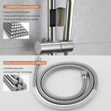 YUESIMATE 304 Stainless Steel Shower Slide Bar 28-Inch with Adjustable Handheld Shower Head and 59-Inch Hose, High Pressure 5 Setting Hand Shower with Wall Mount，Shower Slide Bar Combo, Brushed Nickel